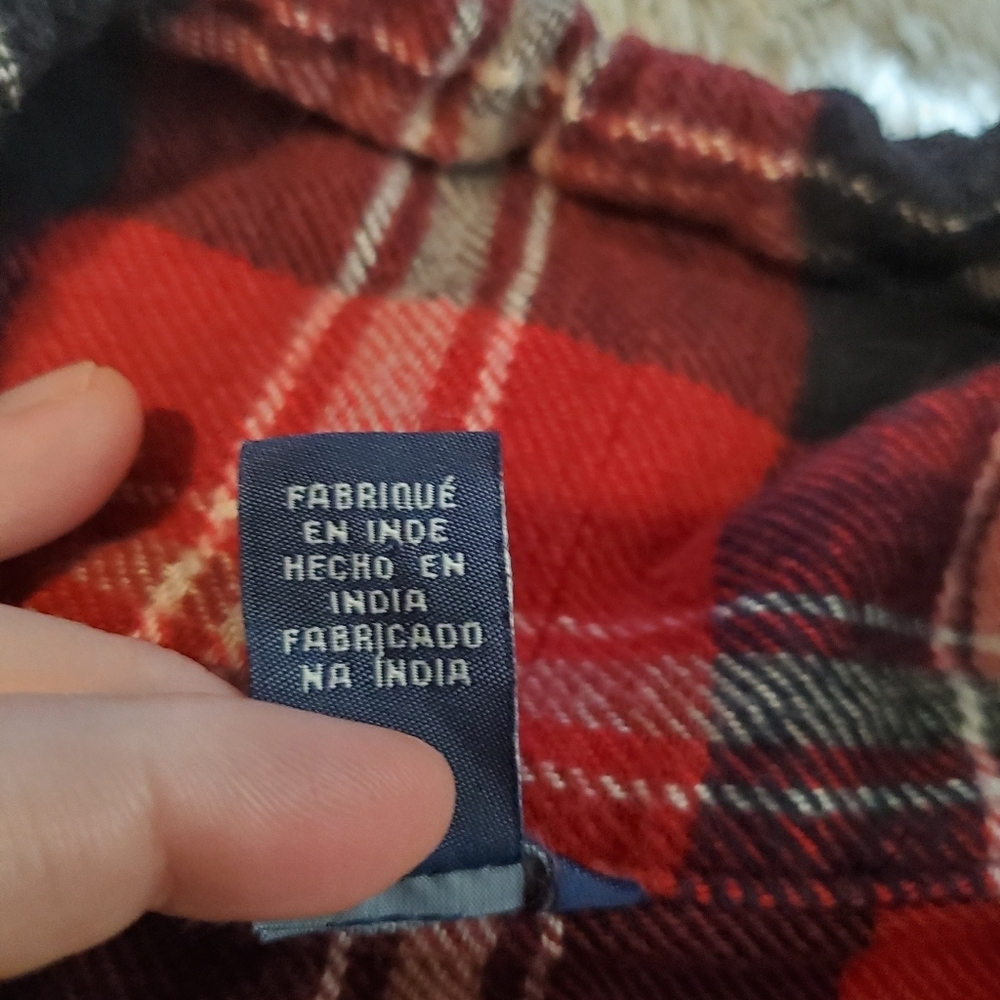 Forever 21 Flannel Pullover Women Red & Navy Plaid Cowl Neck Long Sleeve Sz S - Picture 6 of 8